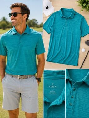 Kyodan‎ Golf Polo Shirt Men’s Large Teal Performance Stretch Athletic